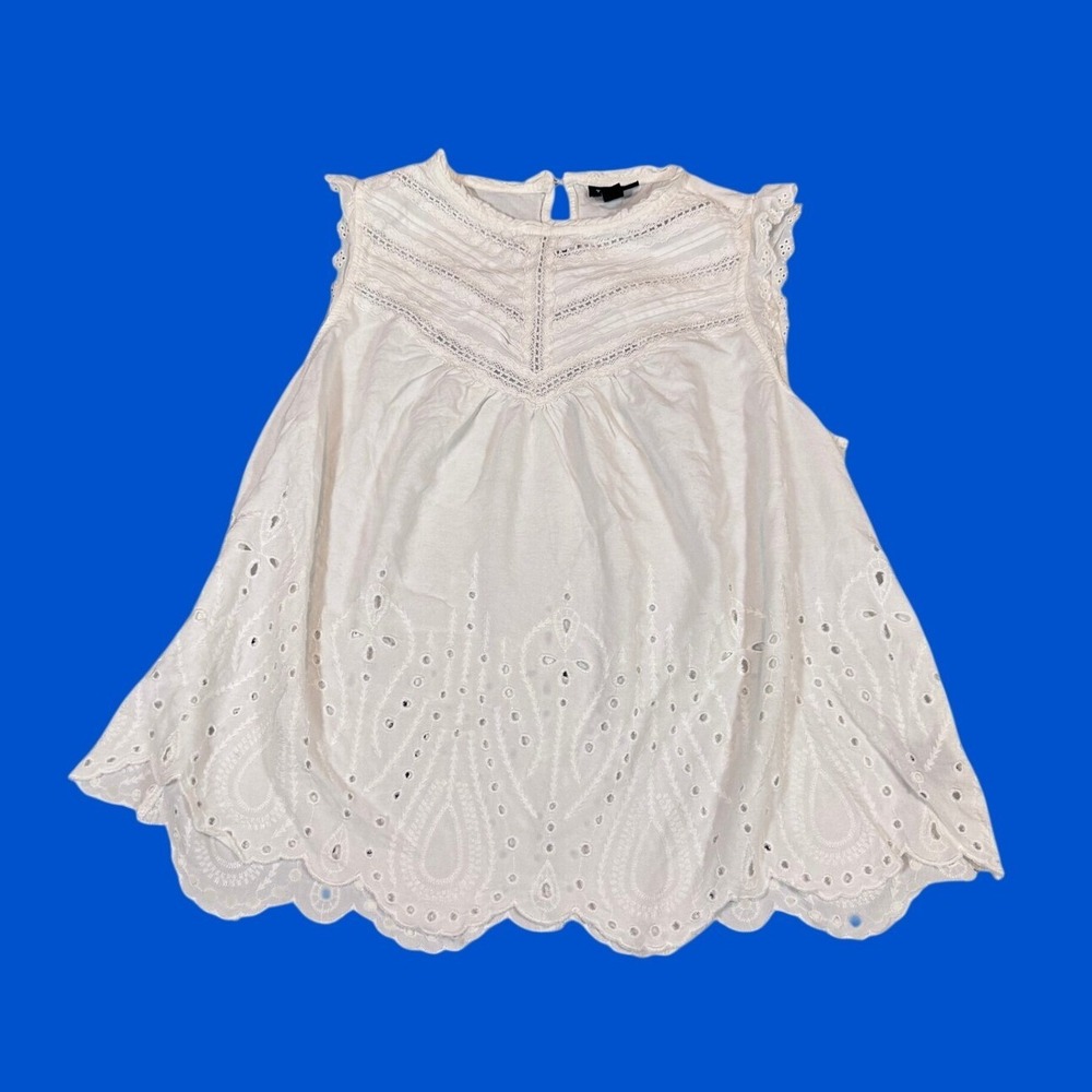 Torrid Eyelet Embroidered Lace Trim Sleeveless Blouse 00 White Boho Top